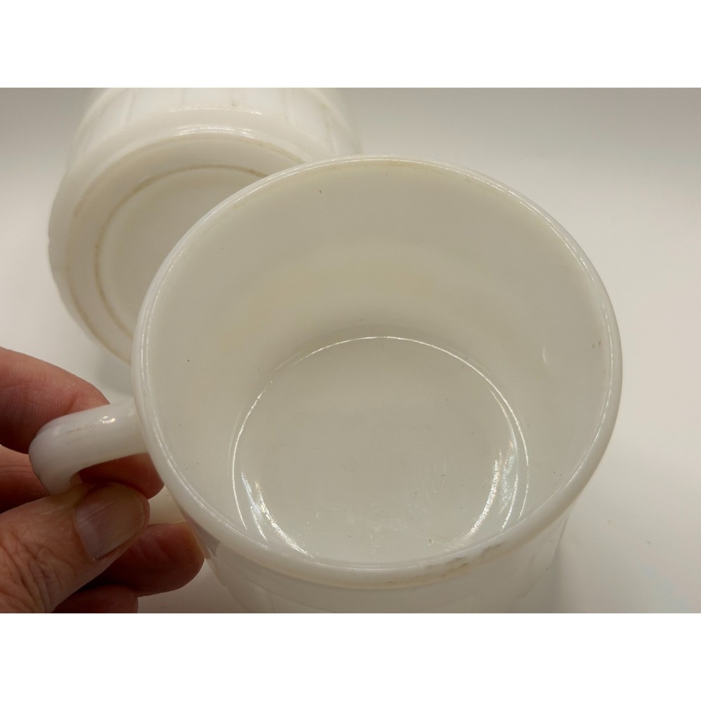 Federal Vintage Set of 2 White Glass Milk Glass Coffee Cups - Picture 8 of 10